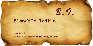 Blanár Irén névjegykártya